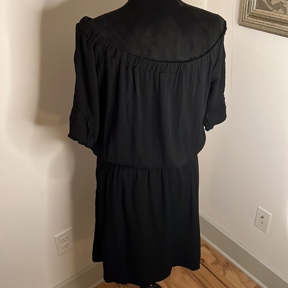 C off the shoulder black tiered elastic waist pull over midi Boho dress Sz  XL - Picture 5 of 7